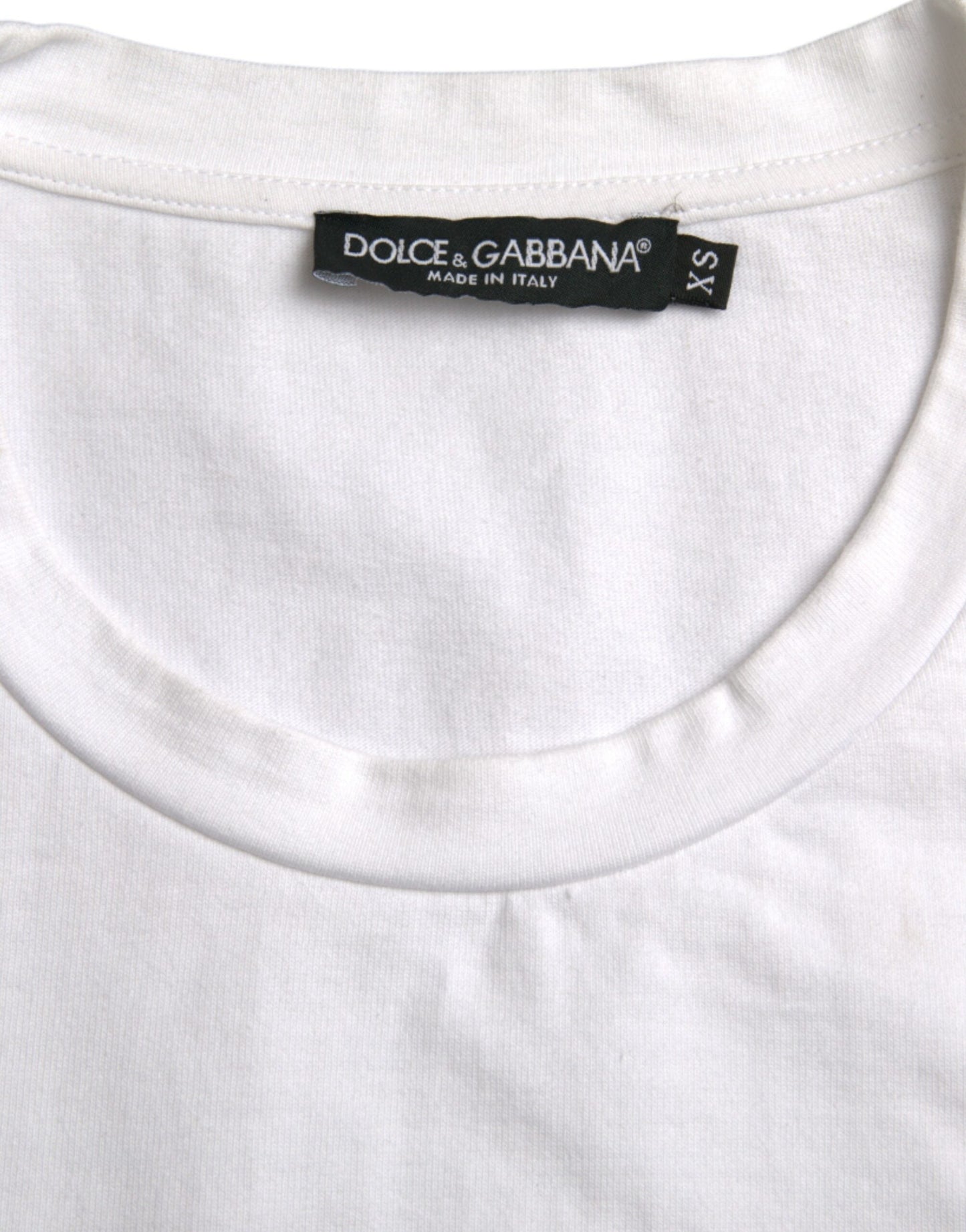 Dolce & Gabbana White Amor Heart Cotton Crewneck Short Sleeve Men's T-shirt