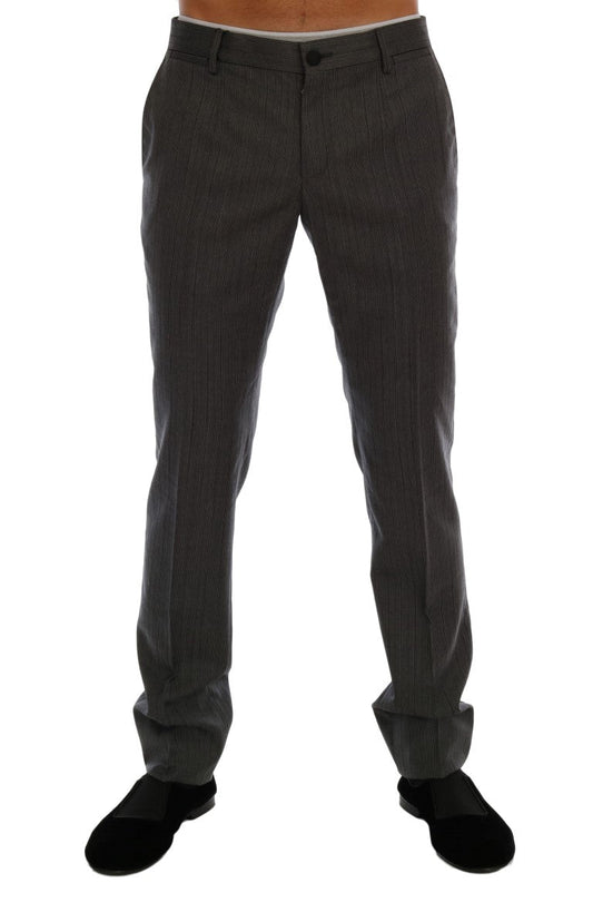 Dolce & Gabbana Gray Wool Striped Formal Men's Pants