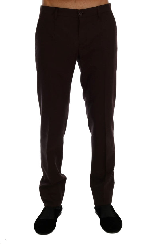 Dolce & Gabbana Purple Wool Stretch Formal Men's Pants