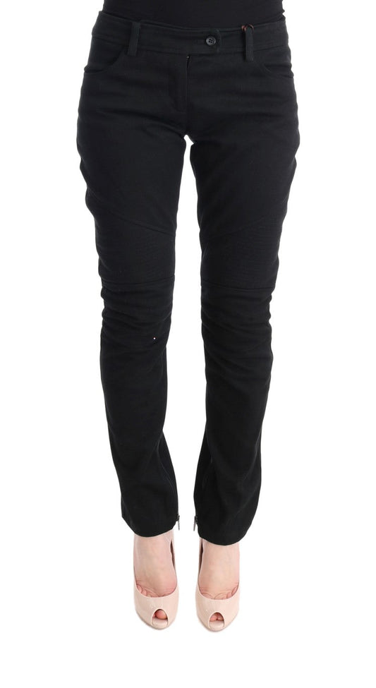 Ermanno Scervino Black Cotton Slim Fit Casual Women's Pants