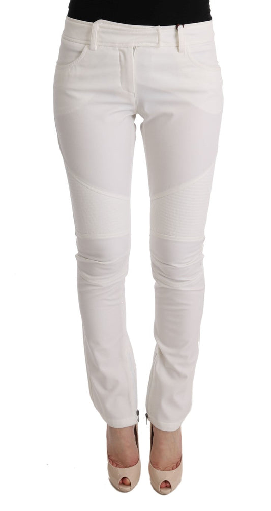 Ermanno Scervino White Cotton Slim Fit Casual Women's Pants