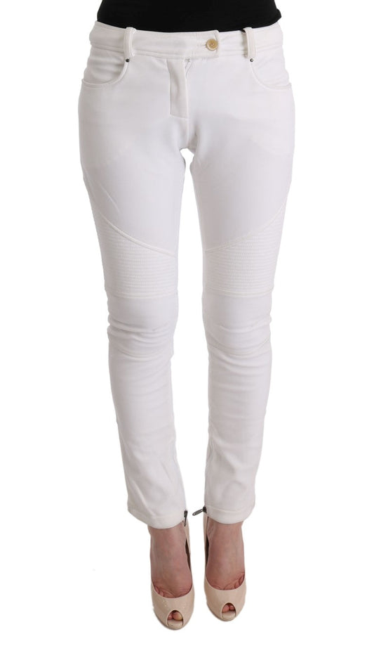 Ermanno Scervino White Cotton Slim Fit Casual Women's Pants