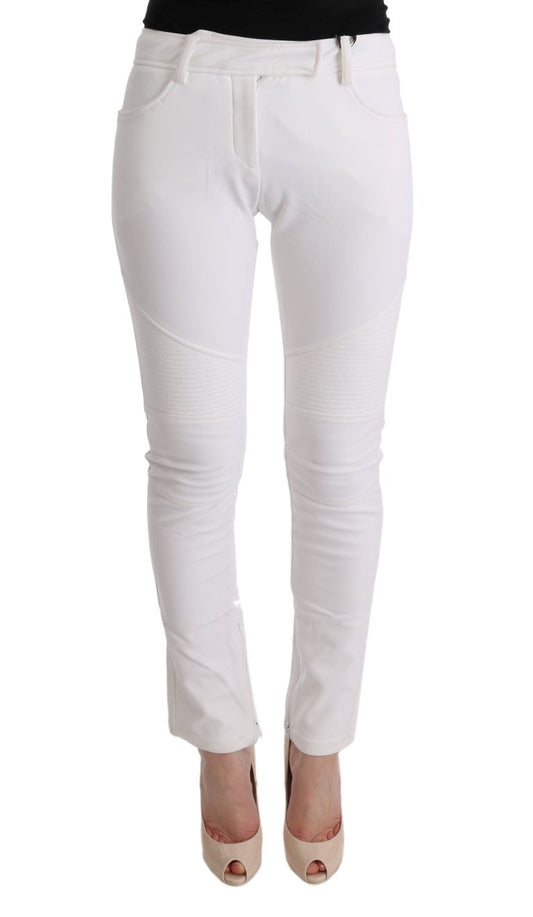 Ermanno Scervino White Cotton Slim Fit Casual Women's Pants