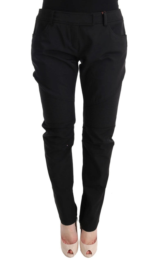 Ermanno Scervino Black Cotton Slim Fit Casual Women's Pants