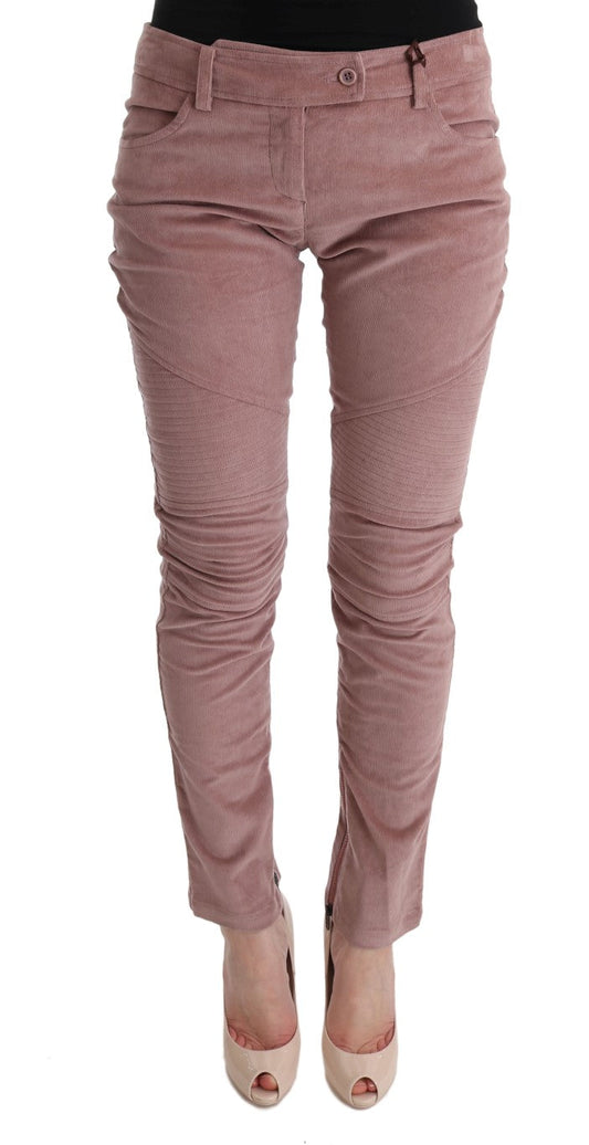 Ermanno Scervino Pink Velvet Cropped Casual Women's Pants