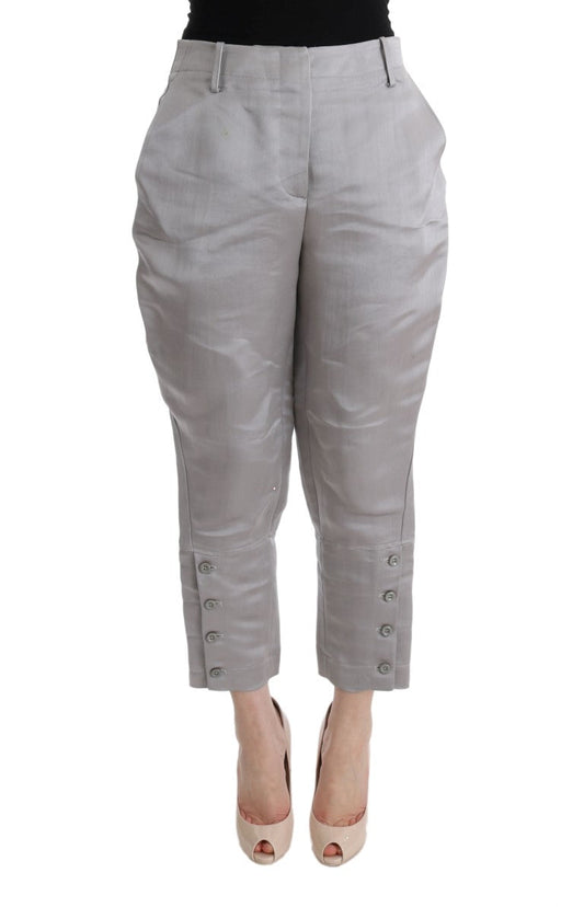 Ermanno Scervino Gray Silk Cropped Casual Women's Pants