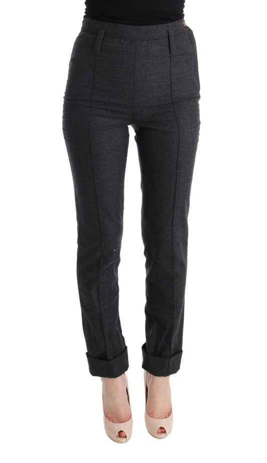 Ermanno Scervino Gray Virgin Wool Skinny Casual Women's Pants