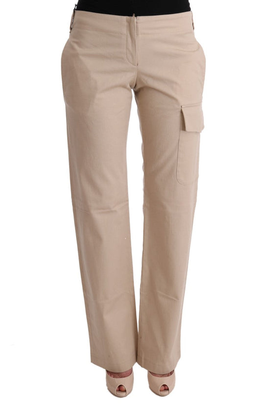 Ermanno Scervino Beige Cotton Wool Regular Fit Women's Pants