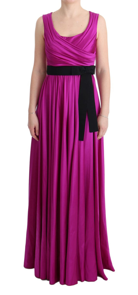 Dolce & Gabbana Pink Silk Stretch Shift Long Women's Dress