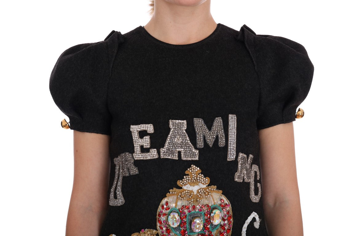 Dolce & Gabbana Gray Crystal "Dreaming of My Prince" Women's Dress