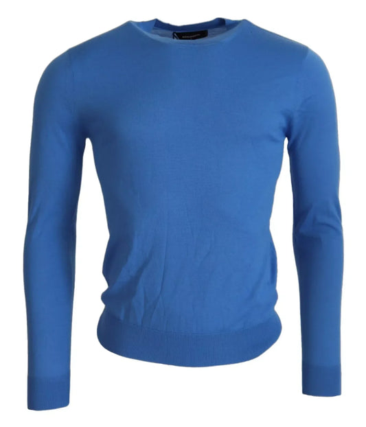 Dsquared�� Blue Wool Long Sleeves Crewneck Pullover Men's Sweater (Pre-Owned)