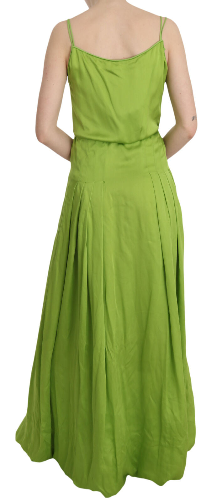 Dsquared�� Green Spaghetti Strap Long A-line Pleated Women's Dress (Pre-Owned)