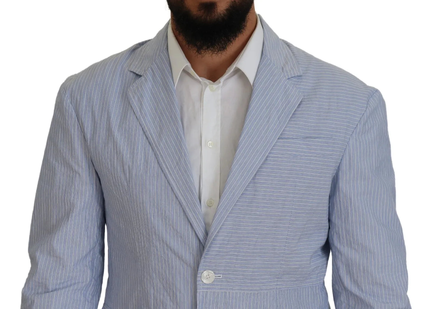 Dsquared�� Blue Striped Single Breasted Formal Coat Men's Blazer (Pre-Owned)
