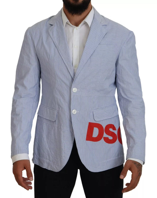 Dsquared�� Blue Striped Single Breasted Formal Coat Men's Blazer (Pre-Owned)