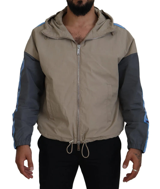 Dsquared�� Brown Gray Sleeves Hooded Full Zip Men's Jacket (Pre-Owned)