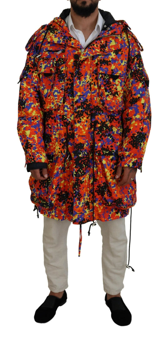 Dsquared�� Multicolor Long Hooded Cargo Pocket Coat Men's Jacket (Pre-Owned)