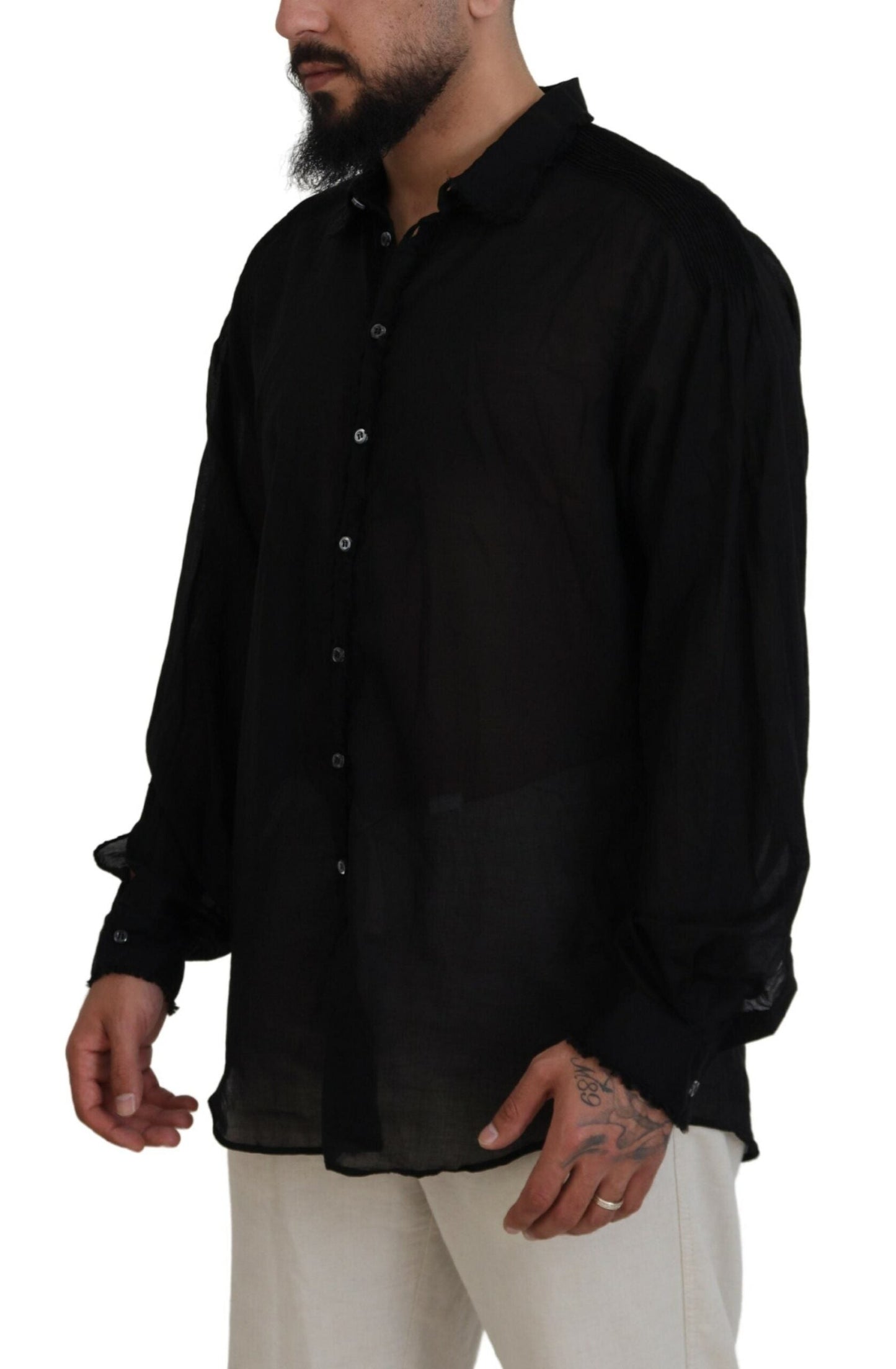 Dsquared�� Black Cotton Collared Long Sleeves Formal Men's Shirt (Pre-Owned)