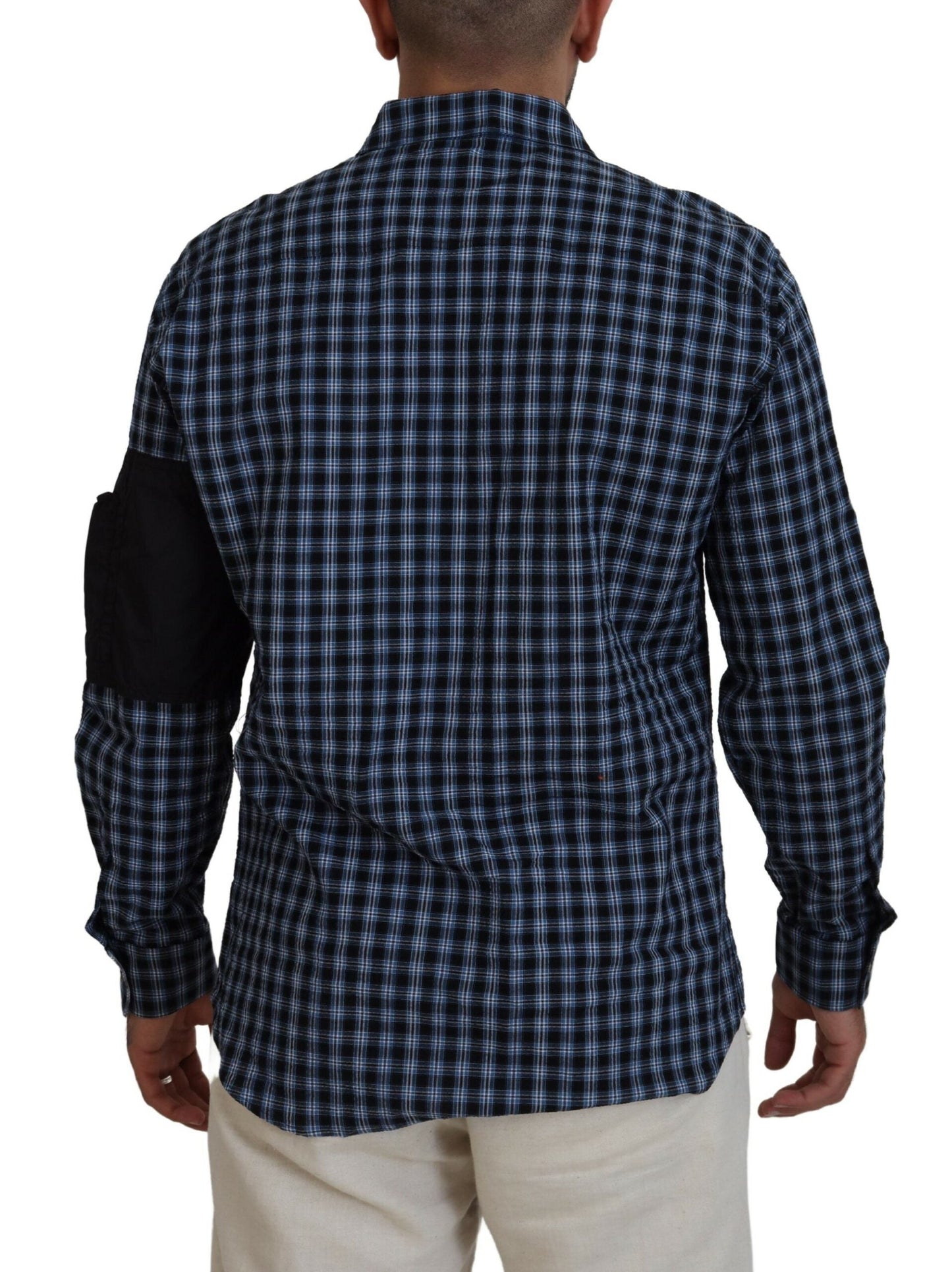 Dsquared�� Multicolor Black Arm Plaid Men Long Sleeves Men's Shirt (Pre-Owned)