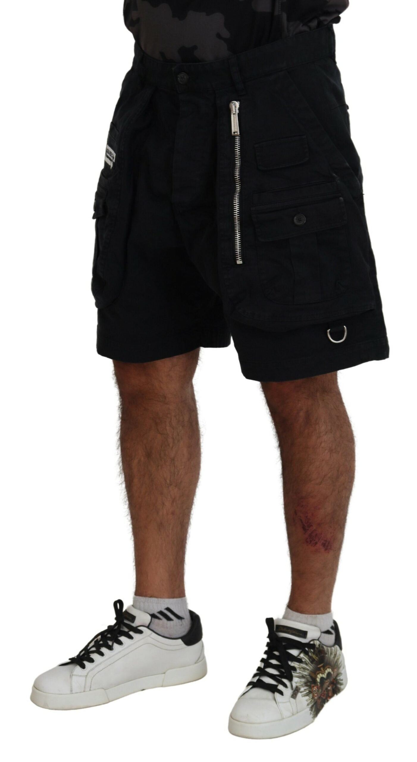 Dsquared�� Black Cotton Cargo Boxer Above Knee Men's Shorts (Pre-Owned)