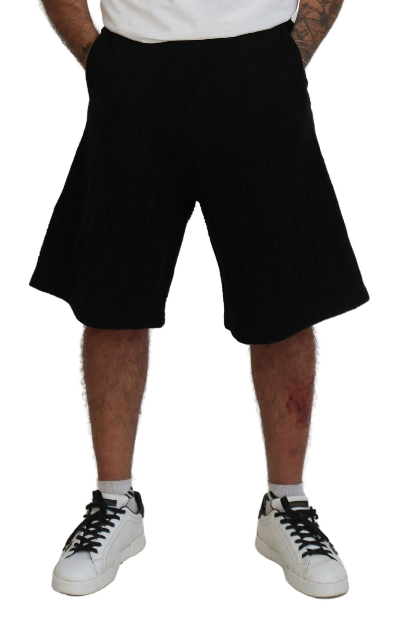 Dsquared�� Black Solid Pull On Men Casual Bermuda Men's Shorts (Pre-Owned)