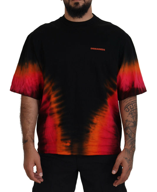 Dsquared�� Black Orange Cotton Short Sleeves Crewneck Men's T-shirt (Pre-Owned)