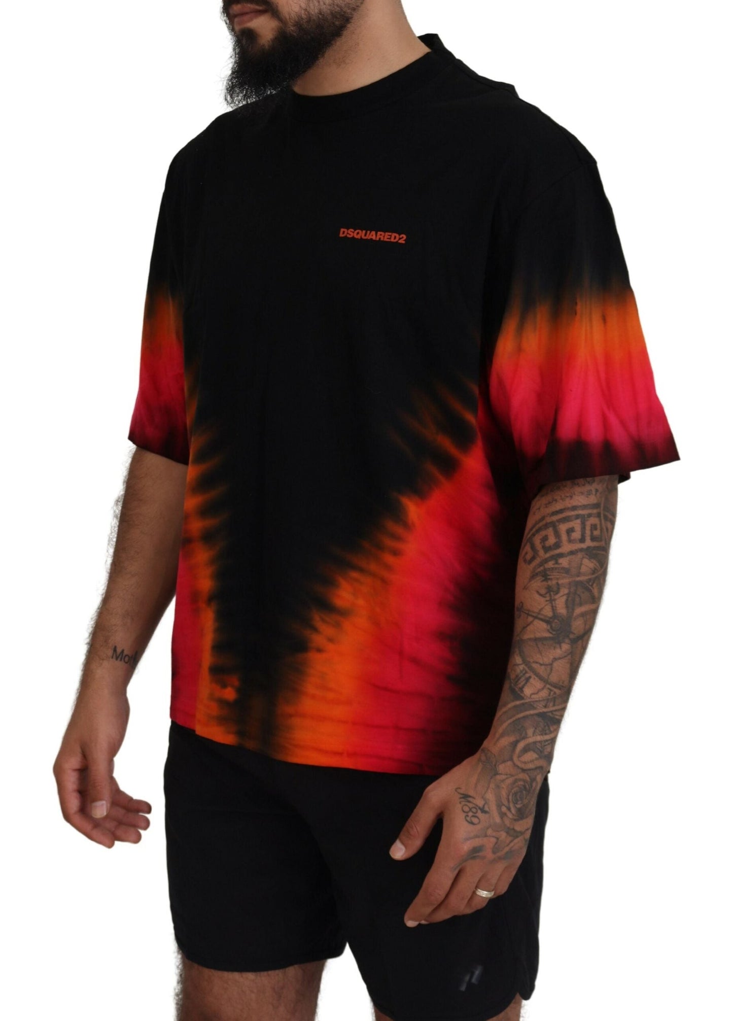 Dsquared�� Black Orange Cotton Short Sleeves Crewneck Men's T-shirt (Pre-Owned)