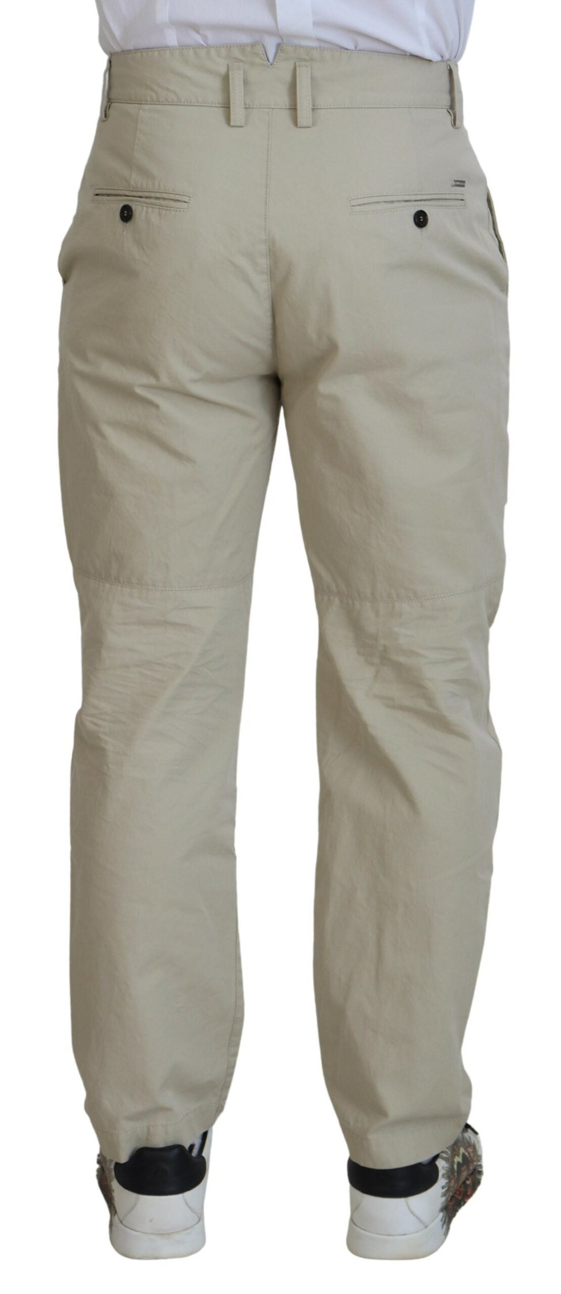 Dsquared�� Beige Cotton Straight Fit Men Casual Men's Pants (Pre-Owned)