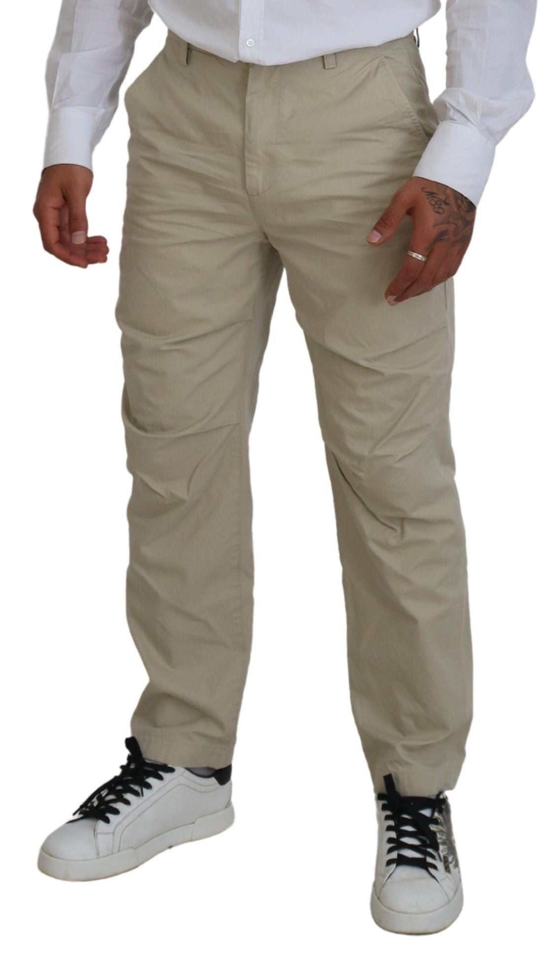Dsquared�� Beige Cotton Straight Fit Men Casual Men's Pants (Pre-Owned)