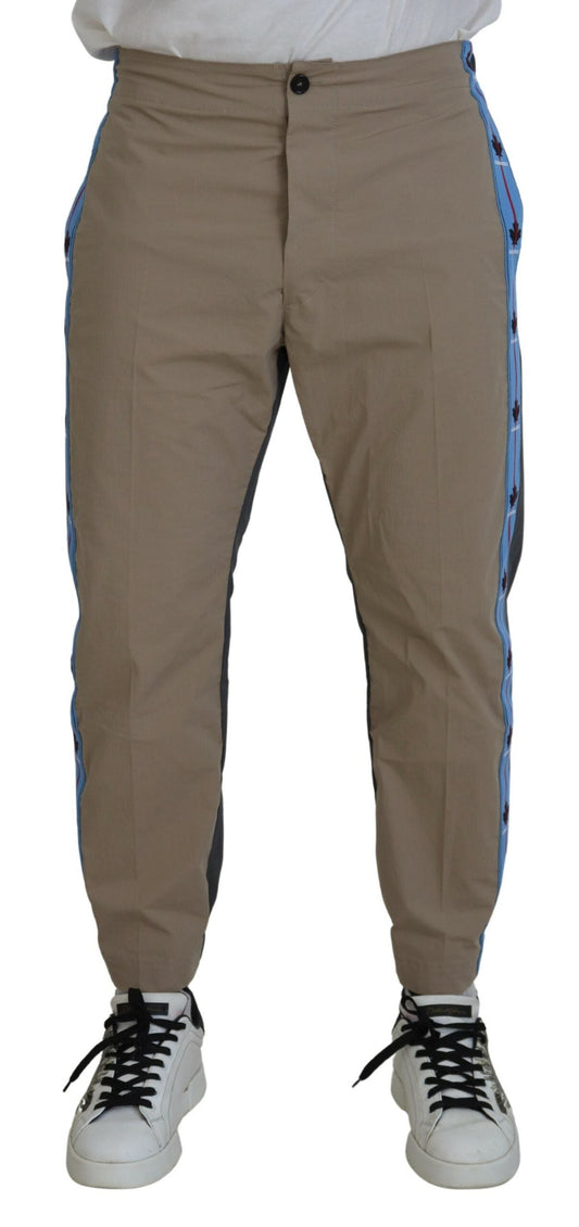 Dsquared�� Cotton Brown Gray Two Tone Men Casual Men's Pants (Pre-Owned)