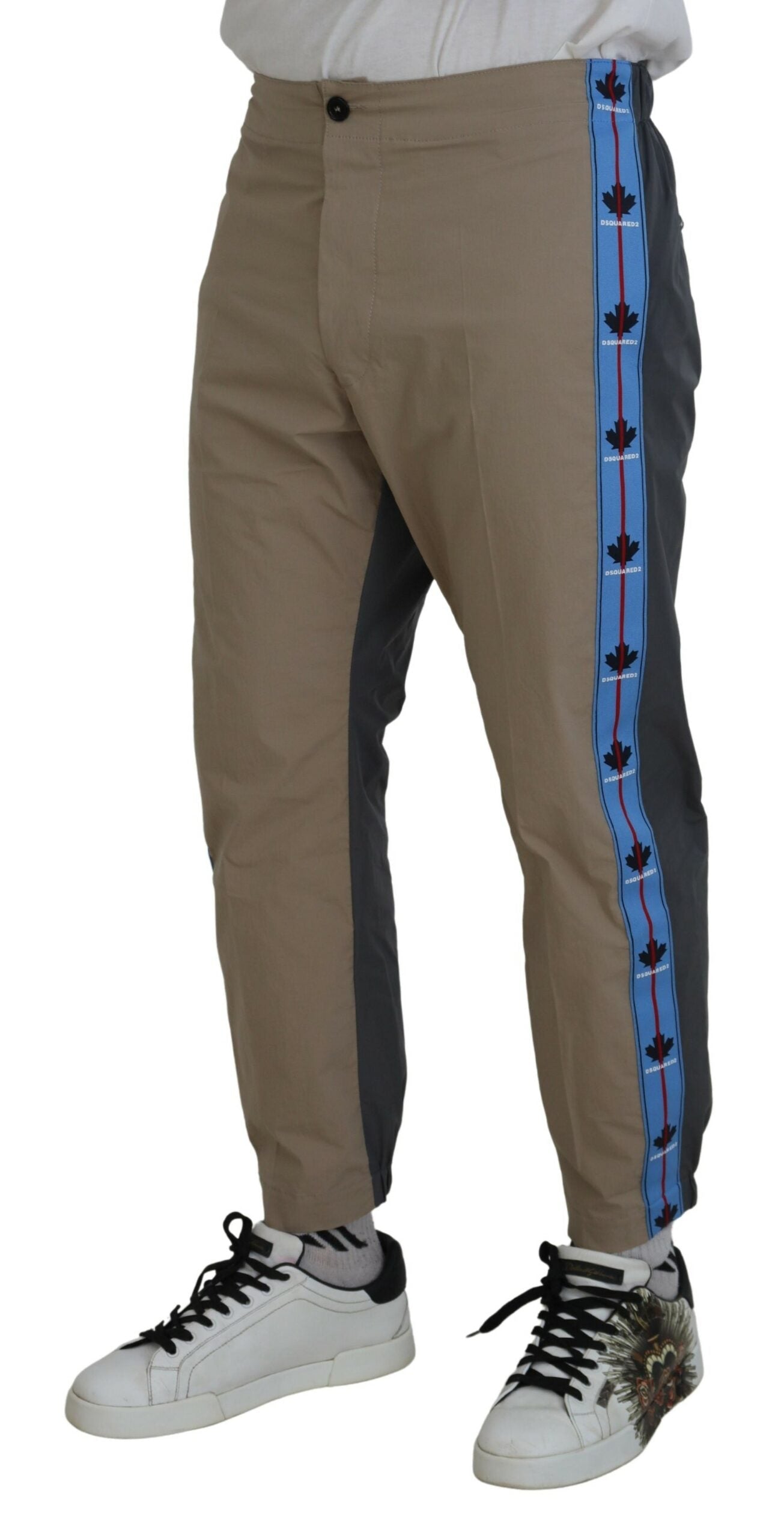 Dsquared�� Cotton Brown Gray Two Tone Men Casual Men's Pants (Pre-Owned)