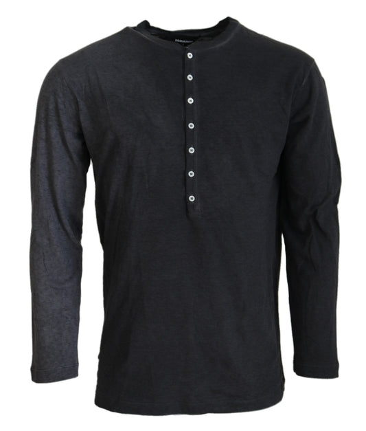 Dsquared�� Black Cotton Linen Long Sleeves Pullover Men's Sweater
