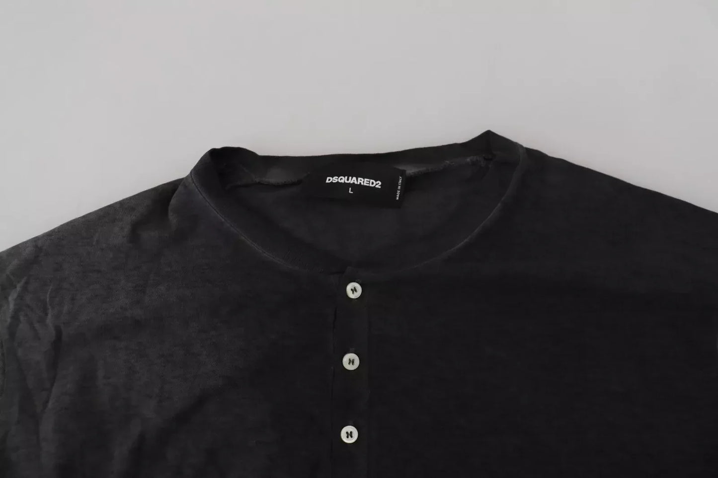Dsquared�� Black Cotton Linen Long Sleeves Pullover Men's Sweater