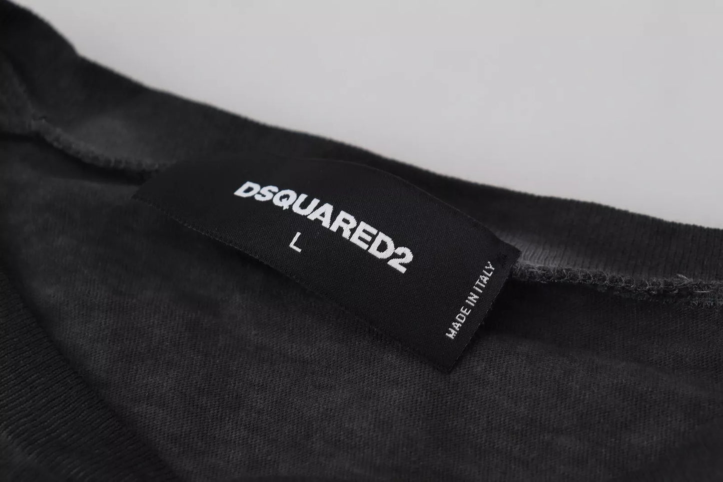 Dsquared�� Black Cotton Linen Long Sleeves Pullover Men's Sweater