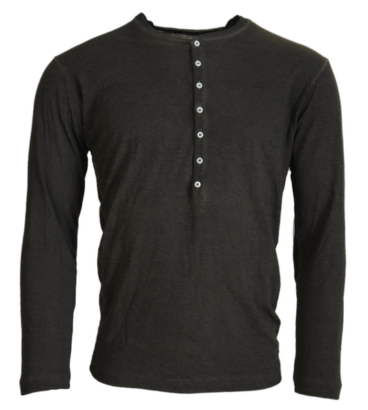 Dsquared�� Gray Cotton Linen Long Sleeves Pullover Men's Sweater