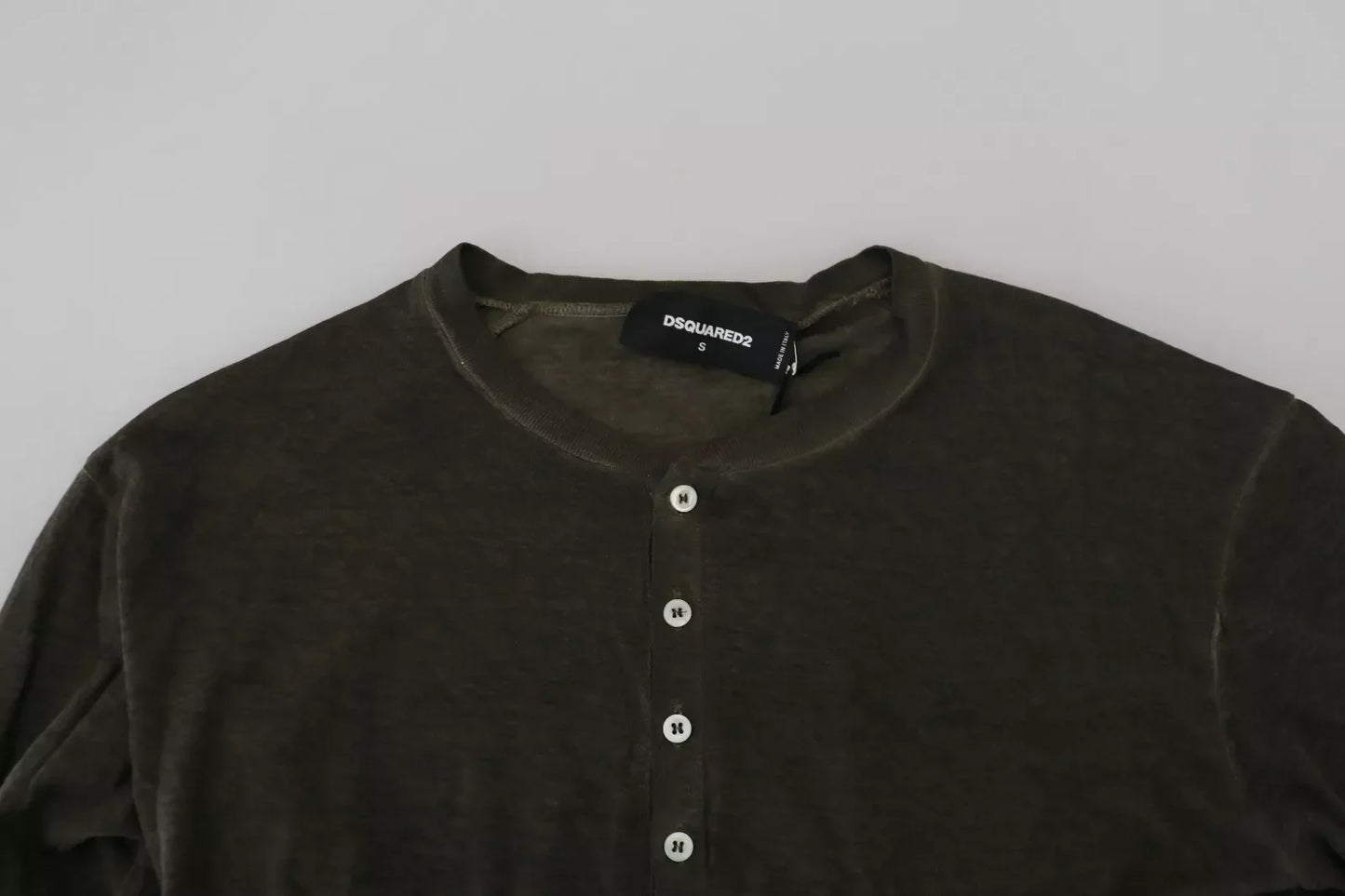 Dsquared�� Gray Cotton Linen Long Sleeves Pullover Men's Sweater