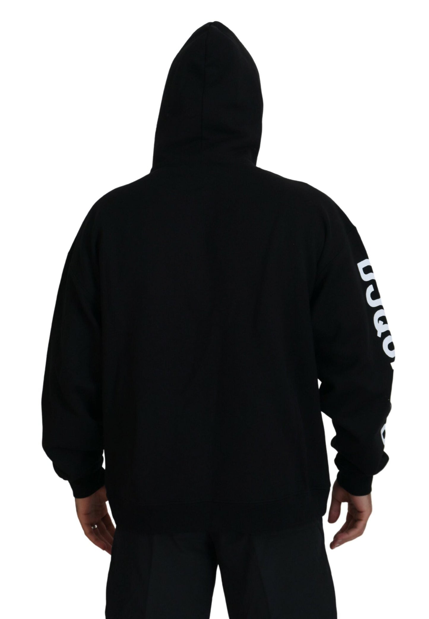 Dsquared�� Black Hooded Full Zip Printed Sleeves Men's Sweater (Pre-Owned)