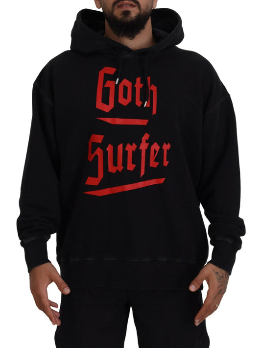 Dsquared�� Black Cotton Hooded Printed Men Pullover Men's Sweater (Pre-Owned)