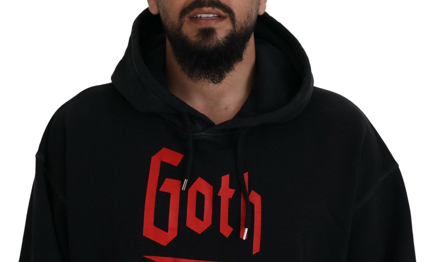 Dsquared�� Black Cotton Hooded Printed Men Pullover Men's Sweater (Pre-Owned)