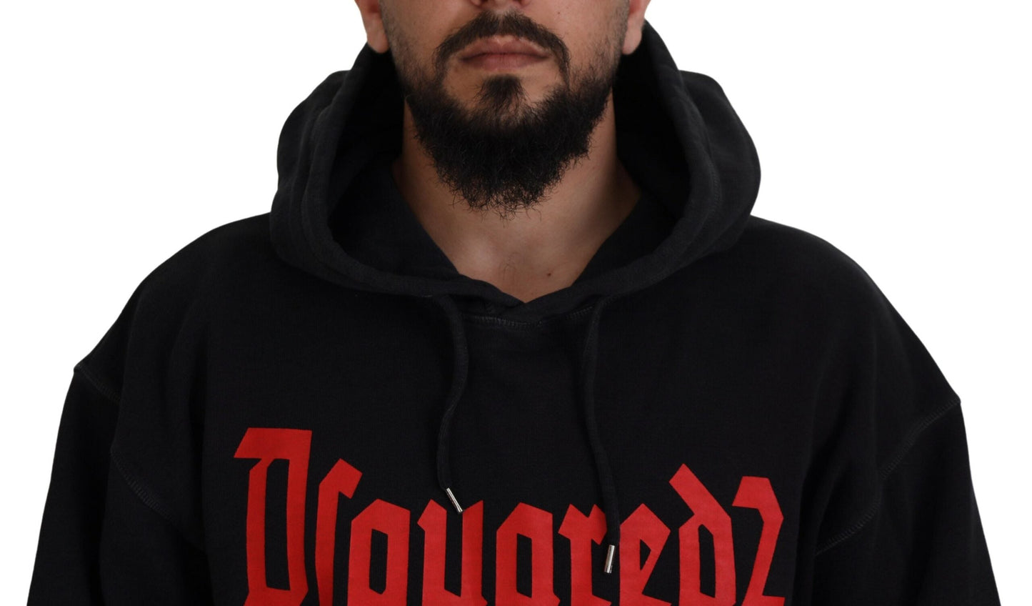 Dsquared�� Black Cotton Hooded Printed Men Pullover Men's Sweater (Pre-Owned)