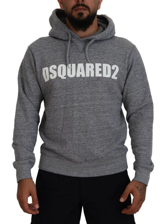 Dsquared�� Gray Cotton Hooded Logo Print Men Pullover Men's Sweater (Pre-Owned)