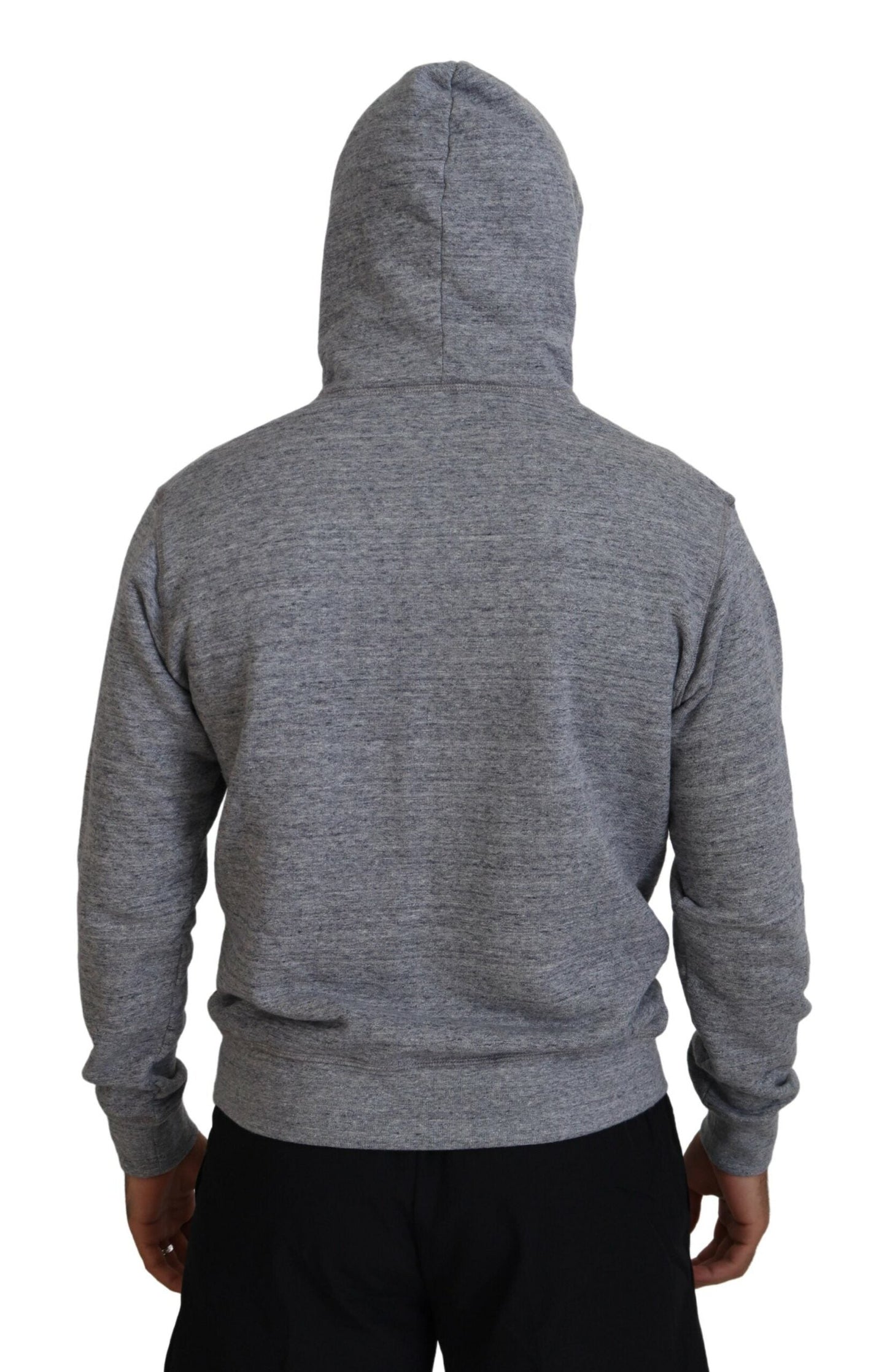 Dsquared�� Gray Cotton Hooded Logo Print Men Pullover Men's Sweater (Pre-Owned)