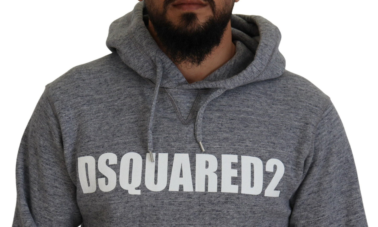 Dsquared�� Gray Cotton Hooded Logo Print Men Pullover Men's Sweater (Pre-Owned)