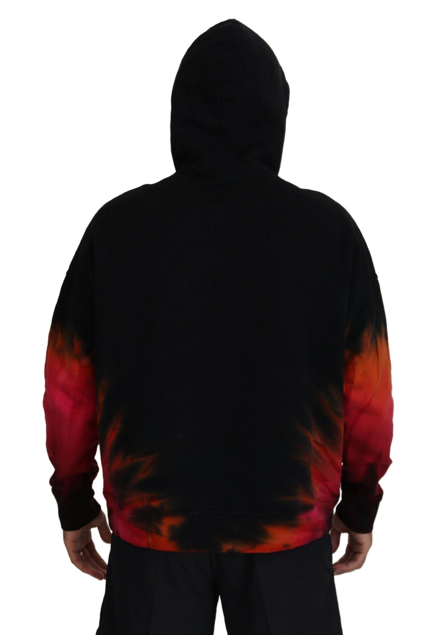 Dsquared�� Black Red Cotton Hooded Tie Dye Pullover Men's Sweater (Pre-Owned)