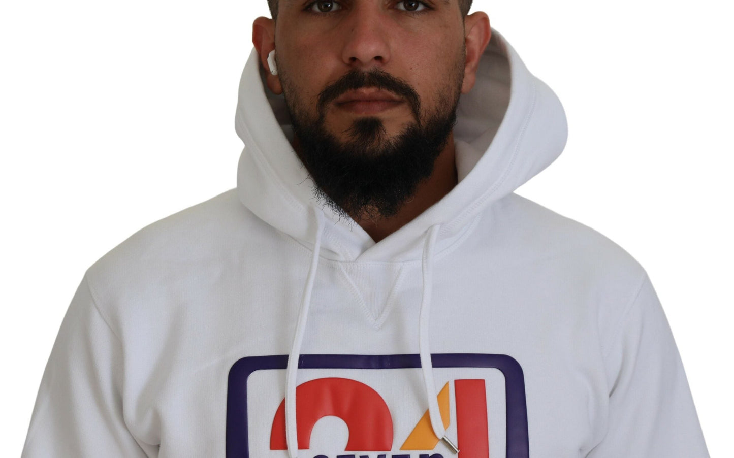 Dsquared�� White Cotton Hooded Printed Men Pullover Men's Sweater (Pre-Owned)