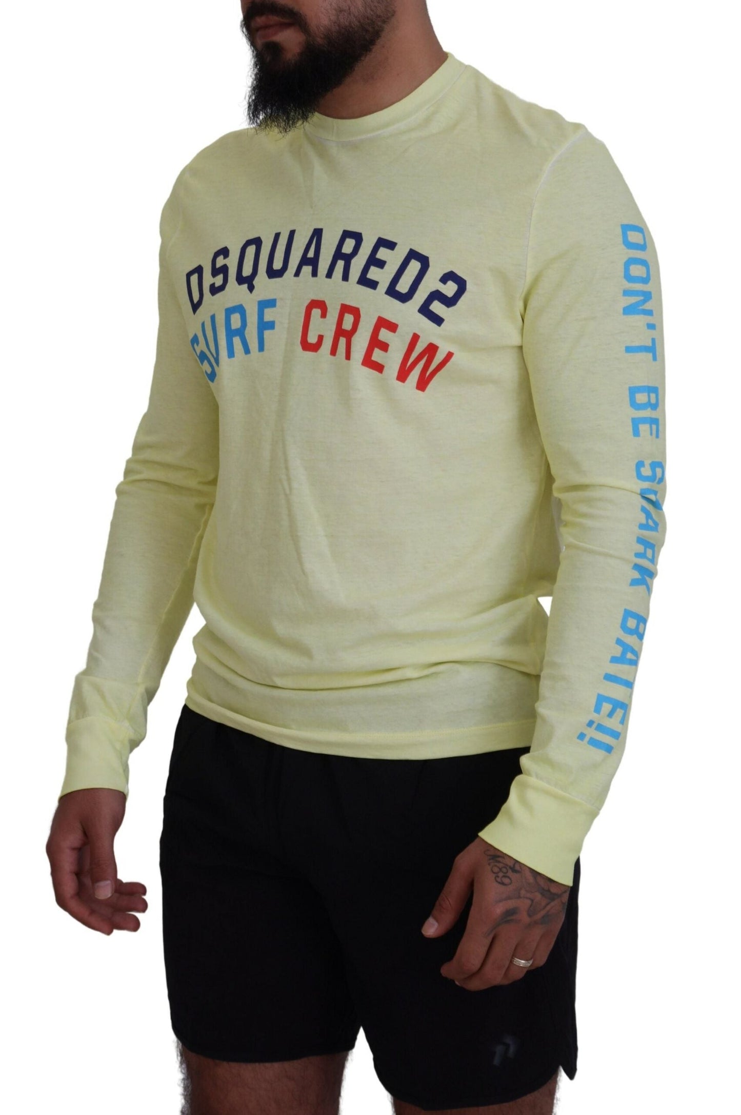 Dsquared�� Yellow Colorful Print Long Sleeves Top Men's T-shirt (Pre-Owned)