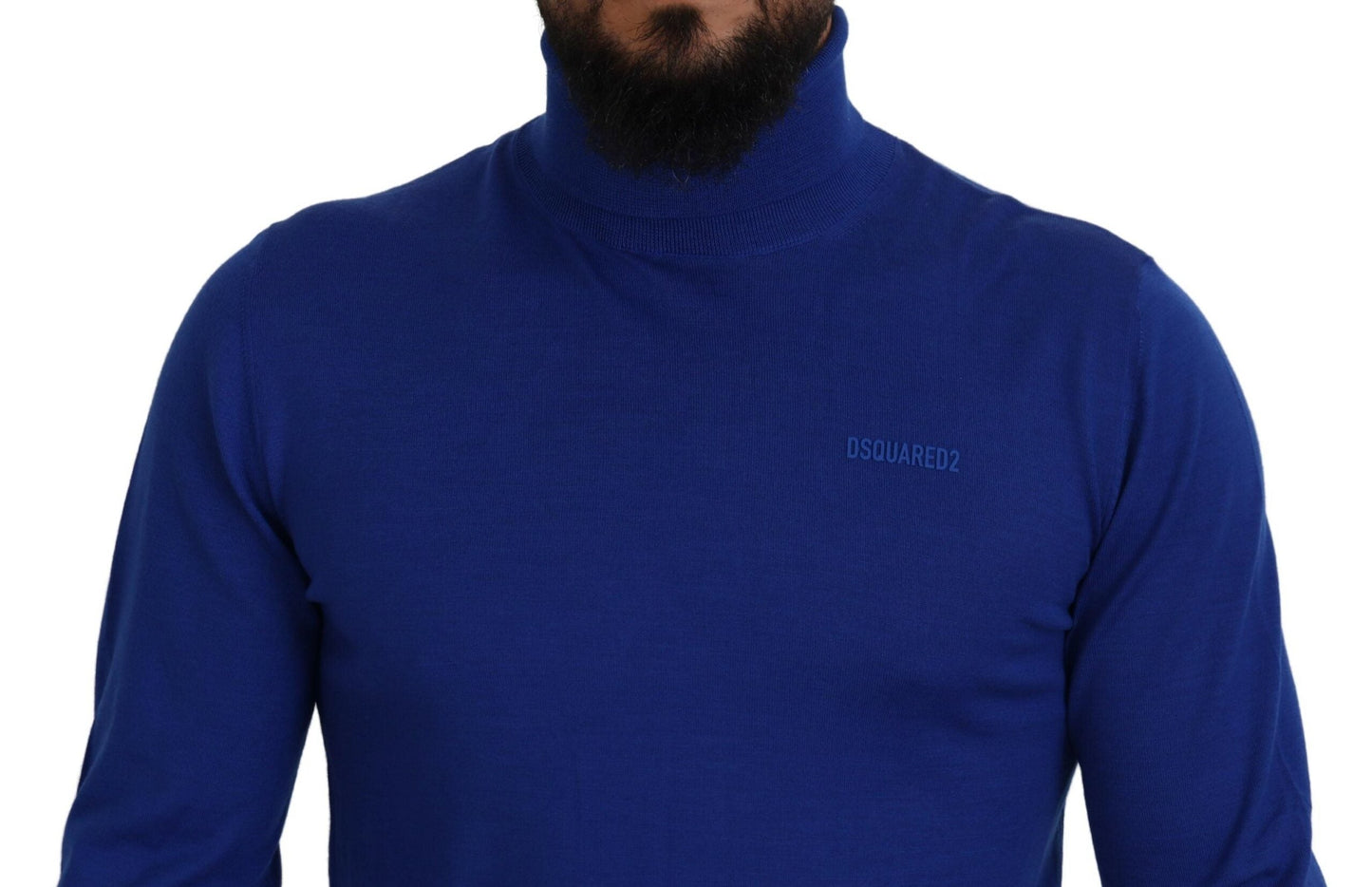 Dsquared�� Blue Logo Print Long Sleeves Turtle Neck Men's Sweater (Pre-Owned)