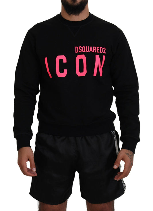 Dsquared�� Black Printed Long Sleeves Pullover Men's Sweater (Pre-Owned)