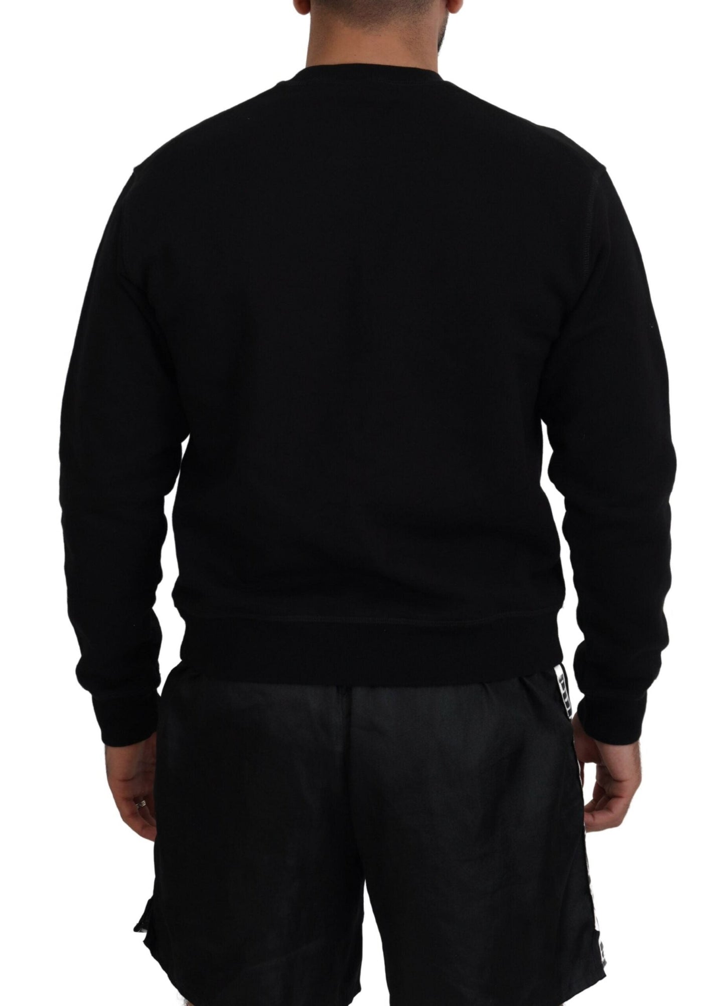 Dsquared�� Black Printed Long Sleeves Pullover Men's Sweater (Pre-Owned)