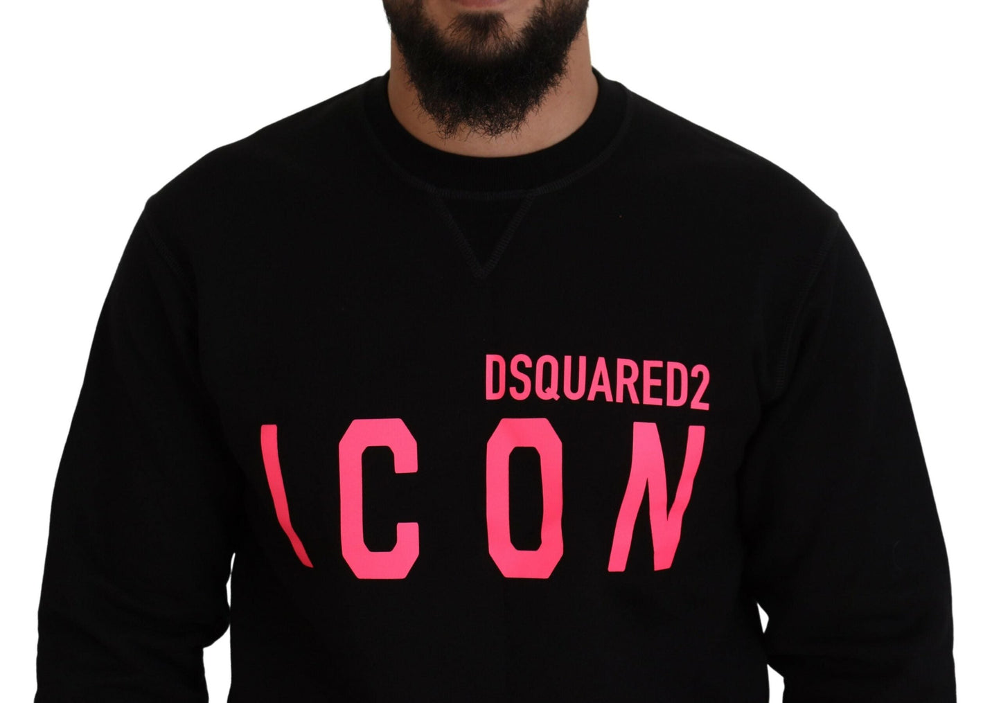 Dsquared�� Black Printed Long Sleeves Pullover Men's Sweater (Pre-Owned)