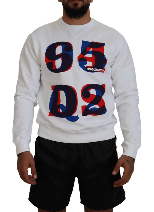 Dsquared�� White Printed Long Sleeves Pullover Men's Sweater (Pre-Owned)